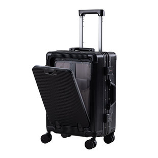 行李箱男2025新款前开口旅行箱学生铝框多功能20寸密码登机箱子女