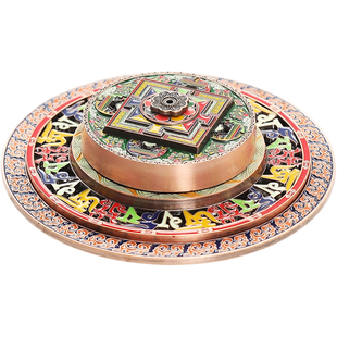 转经藏式坛城藏香香插香座香托创意香炉家用线香底座香盘珐琅礼盒