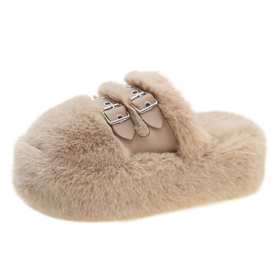 松糕毛绒厚底秋季包头毛毛鞋