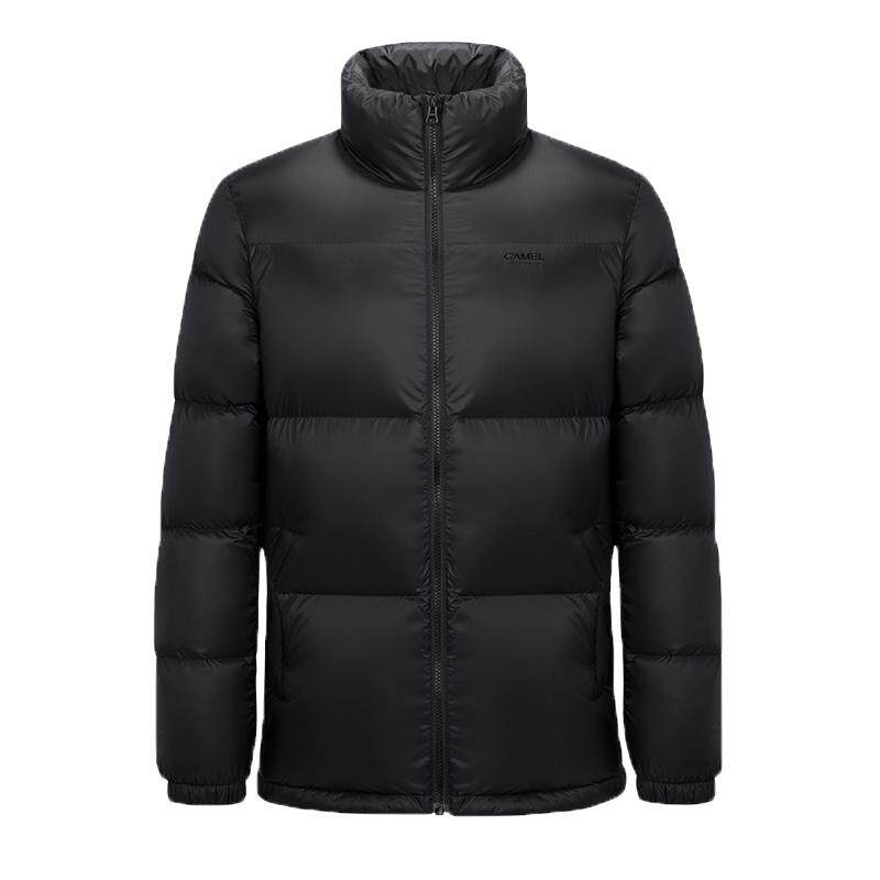 骆驼男装情侣款羽绒服男秋冬鸭绒学生连帽面包服保暖短款外套男女