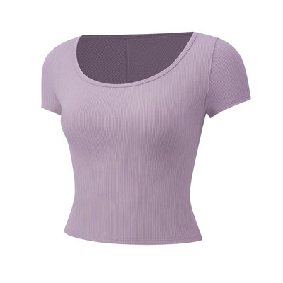 Hold Tight 女士紧身细罗纹后侧交叉短袖T恤丨lululemon丨LW3KNFS