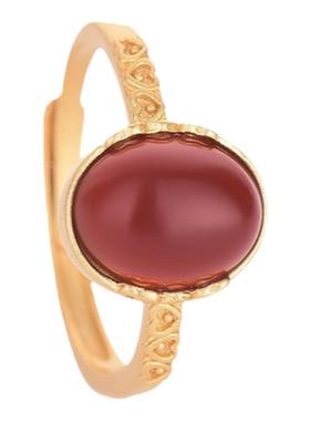 国潮古风镀金天然玛瑙玉髓戒指女复古创意时尚百搭气质高级感指环