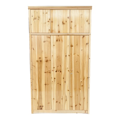 杉木衣柜三门加顶箱柜全实木简易