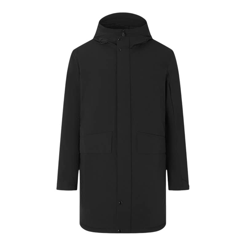 BOSSSUNWEN男士商务羽绒服中长款连帽加厚保暖外套
