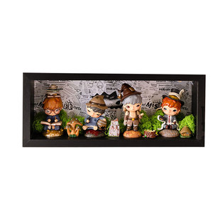 适用小野盲盒星星人展示盒子手办收纳盒展示盒单个挂墙相框带灯