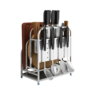 不锈钢刀架刀座厨房用品置物架多功能菜刀架收纳架菜板砧板架壁挂