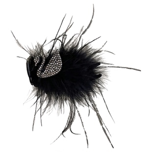 黑色天鹅低丸子头羽毛抓夹女高级感头花后脑勺盘发神器发卡固定夹