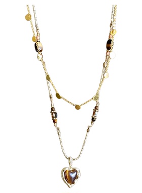 美拉德爱心虎眼石项链女轻奢小众