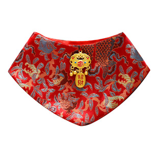 狗狗国风衣服新年中式唐装斗篷宠物三角巾围脖喜庆过年装饰口水巾