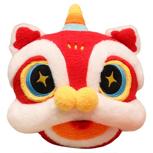 国潮新年毛绒公仔舞狮锦鲤红色玩偶娃娃沙发客厅装饰摆件床上靠垫