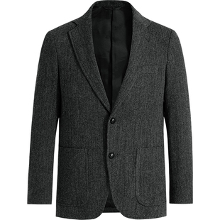 Brooks Brothers/布克兄弟男士25秋冬绵羊毛人字纹补丁西装外套