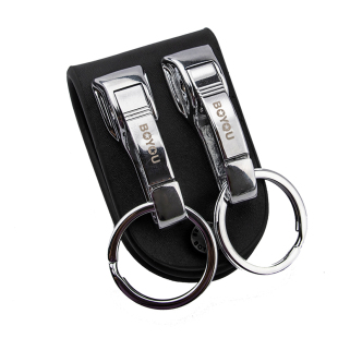 正品博友真皮钥匙扣男士高档皮带扣穿腰皮带汽车锁匙扣牛皮钥匙链