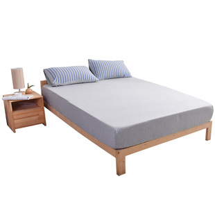 日式天竺棉纯棉床笠床单良品色纺针织棉裸睡防滑床垫罩保护套单件