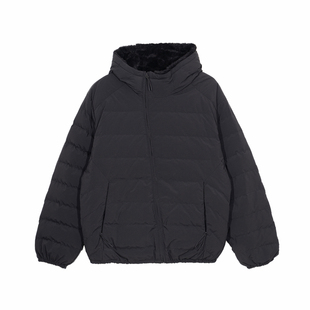 Holocene美式潮牌冬季斜拉链排骨羽绒服男cleanfit百搭高级感外套