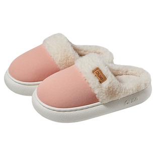 朴西新款不粘毛厚底棉拖鞋男冬季保暖居家室内静音防滑情侣棉拖女