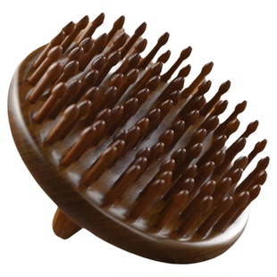 天然绿檀木指环梳圆盘插齿梳按摩头疗护发护理全身可用疏通经络