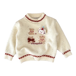 女童加德绒套头毛衣女宝宝冬装内搭保暖毛线衣小童加绒加厚针织衫