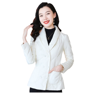 羽绒服女款2025冬季新款时尚翻领修身显瘦白鸭绒防风保暖外套短款