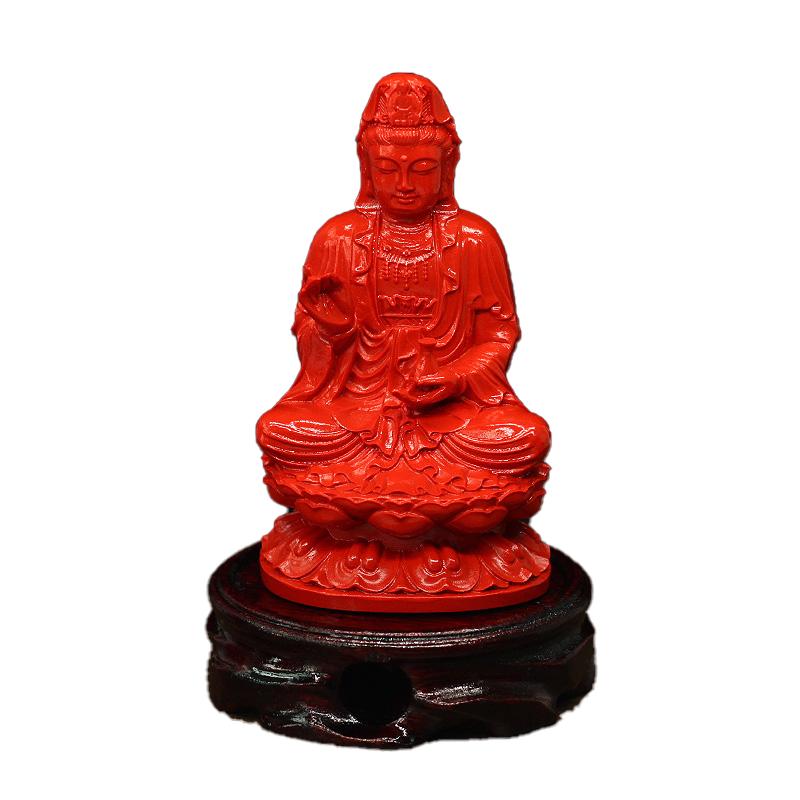 朱砂观音摆件家居风水装饰工艺品