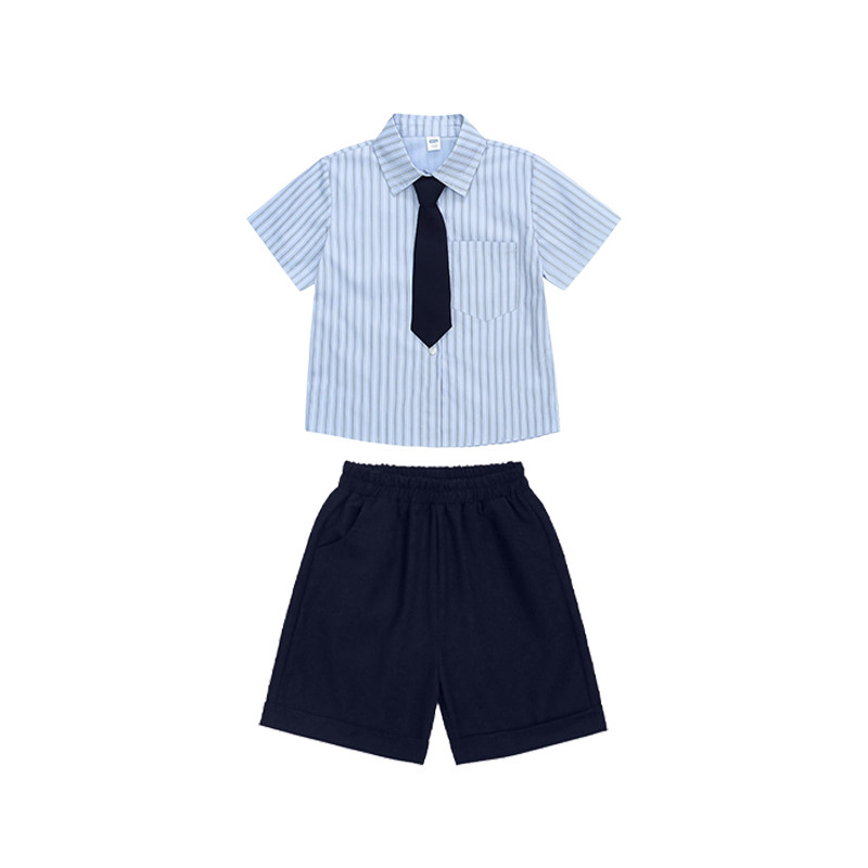 幼儿园园服学院风毕业六一儿童合唱朗诵演出服蓝色衬衫小学生班服