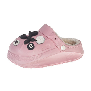 儿童棉拖鞋男童冬季2025新款加绒室内鞋中大童可拆两穿防滑洞洞鞋