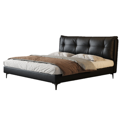 法莎蒂真皮木意式极简床