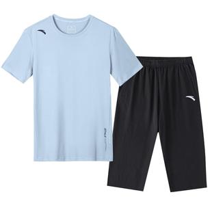 安踏青少年男装帅气学生潮流套装2025新款夏季男士七分裤运动套装
