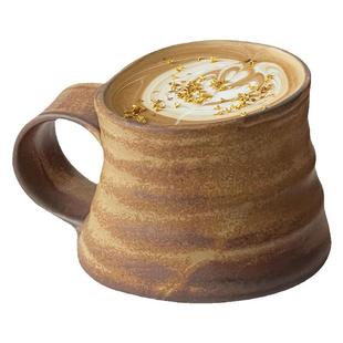 小众复古粗陶窑变釉陶瓷杯异形咖啡杯马克杯拿铁杯拉花杯早餐杯子