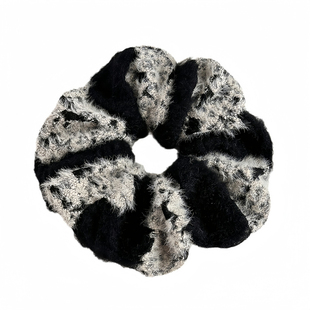 韩版轻奢高级感粗花呢加厚条纹大肠毛呢发圈质感百搭秋冬头绳发绳