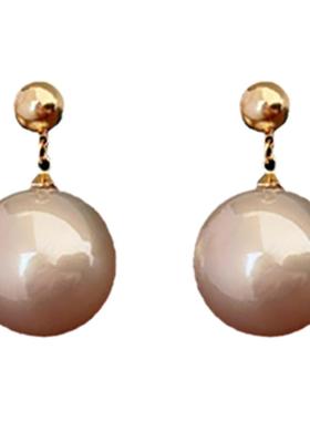 真金电镀银针简约珍珠耳钉