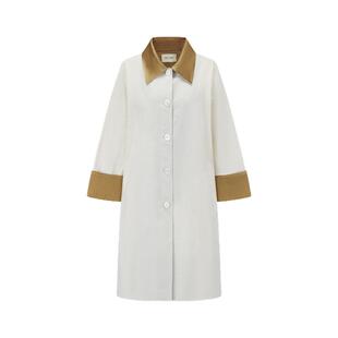 PIECE MIND新款2025春夏女士撞色宽松随意松弛感中长款风衣外套