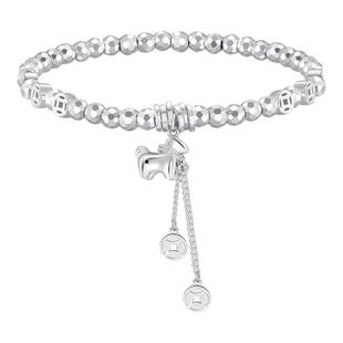 潮宏基马上有钱生肖足银手链银饰手饰礼物爆闪蹦迪珠本命年新年女