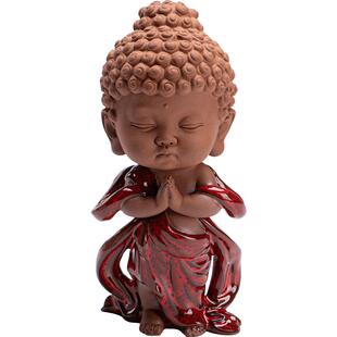 久造中式陶瓷宝宝佛禅意摆件办公室茶桌桌面装饰品可爱太子佛茶宠
