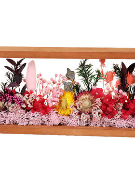 中秋节diy手工干花相框永生花实木画框立体镂中空双面亚克力摆台