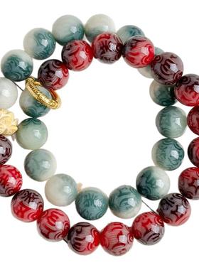 哪吒菩提根手链六字真言雕刻手串