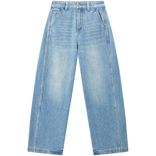 双芯月亮裤太平鸟商场同款26春款廓形茧型弯刀牛仔裤女A1HAG1365