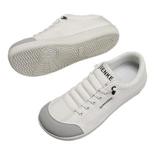 帆布男鞋冬季2025新款一脚蹬宽楦布鞋休闲青少年小白鞋宽头赤足鞋