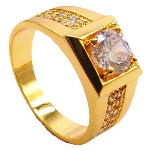 韩版镀24K金戒指男女情侣钻石戒结婚仿真钻戒沙金对戒婚庆饰品