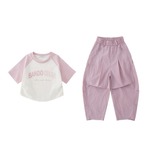 亲子女童夏装短袖套装洋气中大童2026新款儿童装夏季t恤休闲两件