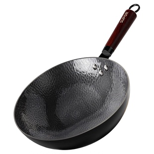 苏泊尔铁锅炒锅家用炒菜锅老式无涂层燃气灶煅纹圆底纯精铁熟铁锅