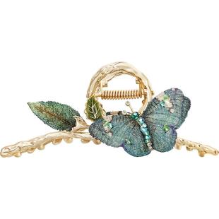 shes斑斓蝶梦刺绣蝴蝶女新款高级感鲨鱼夹大号发量多抓夹发饰