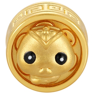 潮宏基臻金弘十二生肖黄金串珠足金转运珠手饰5D硬金珐琅可转动