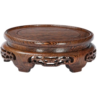 摆件底座实木托架茶壶花瓶花盆奇石头鱼缸佛像香炉红木质圆形底座