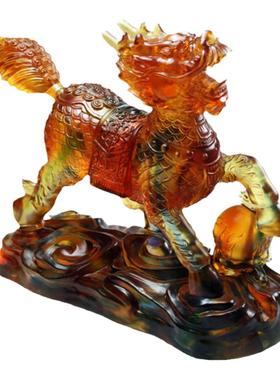 琉璃麒麟摆件招财镇宅时尚创意家居装饰品开张开业生日祝寿礼品