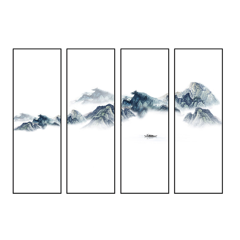 新中式装饰画中国风客厅四联画
