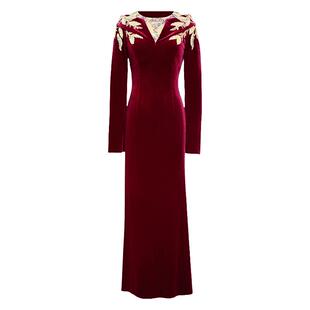 创意狐2026春装高级感名媛晚礼服高贵丝绒端庄大气宴会酒会礼服裙