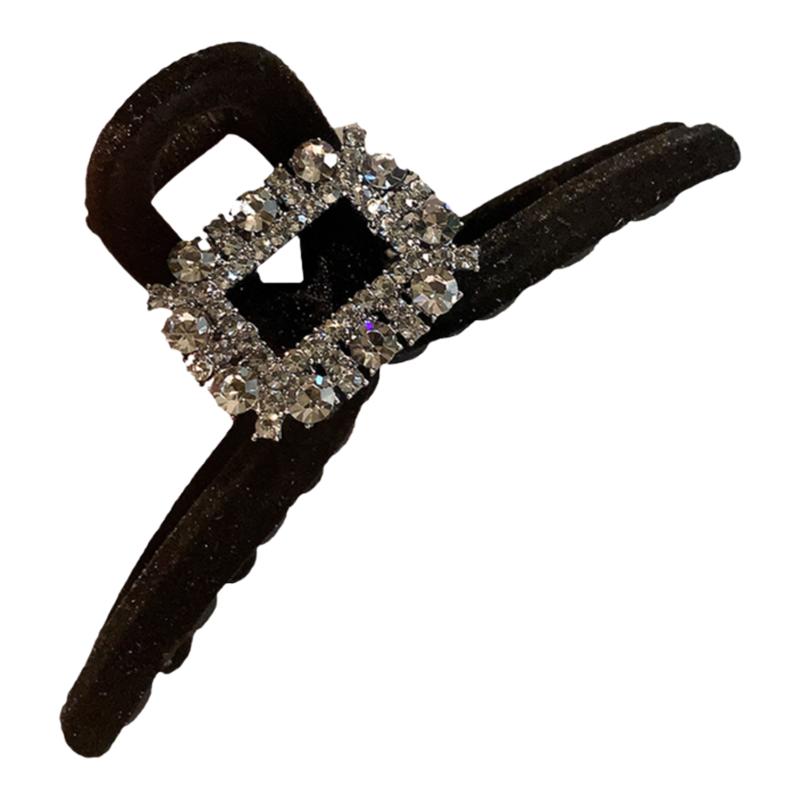 高级感方钻大号抓夹2023年新款丝绒发抓后脑勺盘发鲨鱼夹发卡发饰