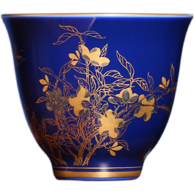 自慢堂海蓝釉十二花神杯主人杯