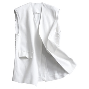 亚麻混纺纯色宽松无袖背心外套可配一整套阔腿短款女时尚套装Z626