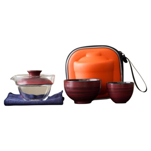 复古山楂红功夫茶杯单个全手工侘寂几许风雨便携式旅行茶具一人饮